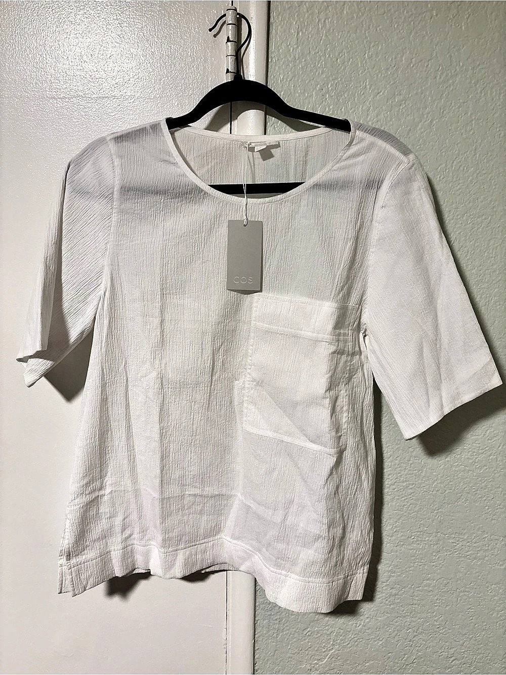 COS Cotton Short Sleeve Top in White Size XS NWT